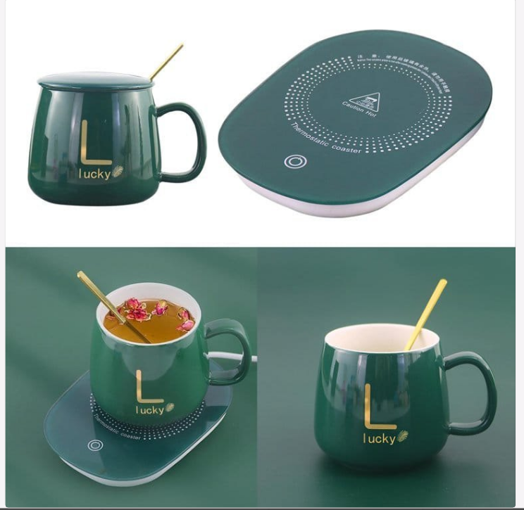 Electric Ceramic Coffee Mug And Saucer