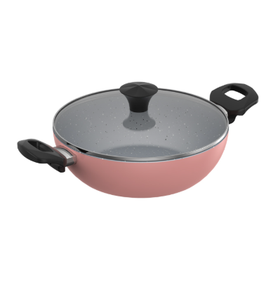 Walton Wok Pan with Glass Lid Multicolor 30cm