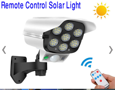 Remote control 77 LED solar motion sensor lamp