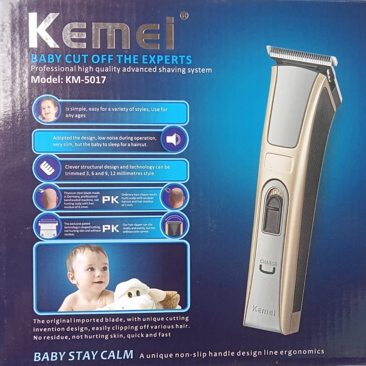 Kemei Pro KM-5017 Electric Hair Clipper Rechargeable Hair Cutter
