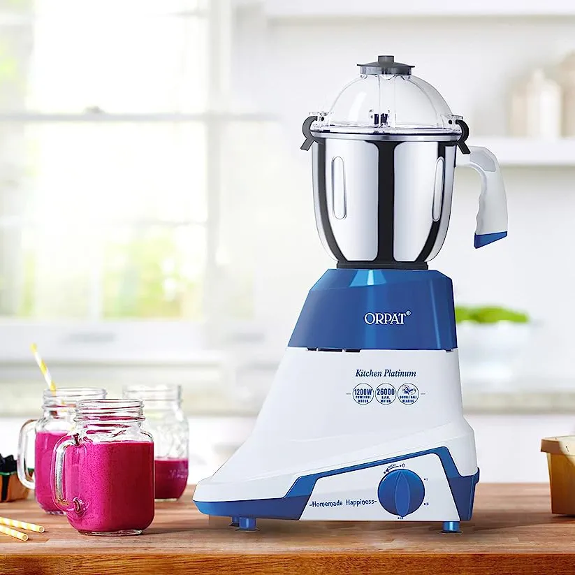 Portable Orpat Kitchen Platinum 1200 Watt Mixer Grinder & Blender for powerful Motor