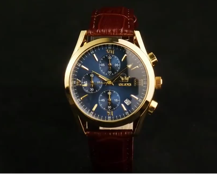 Product details of olevs leather waterproof quartz fashion watch for men