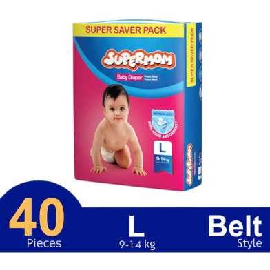 Supermom Belt System Baby Belt Diaper (L Size) (9-14kg) (40pcs)